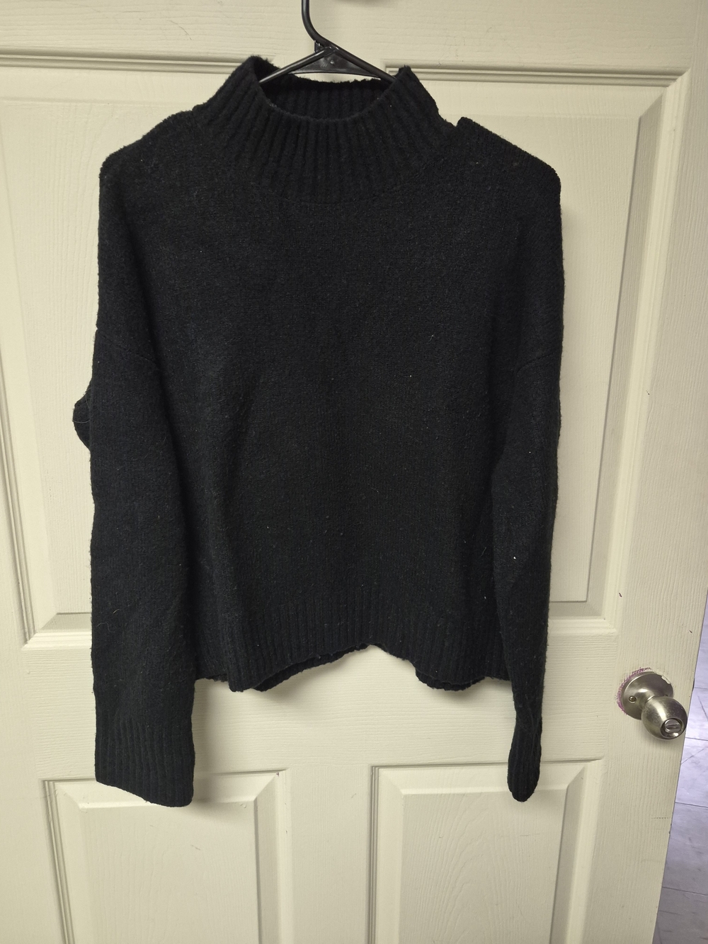 Double Zero Black Ribbed Mock Neck Sweater